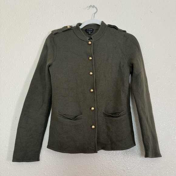 Talbots Sweaters - Talbots Green Military Style 100% Merino Wool Cardigan Jacket